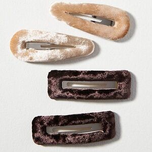 Anthropologie Elegant Ballet Velvet Hair Clip Set - Brown, Cream, Tan Barrette